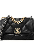 Goatskin Quilted Medium CHNL 19 Flap Black