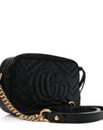 Calfskin Matelasse Mini GG Marmont Chain Shoulder Bag Black