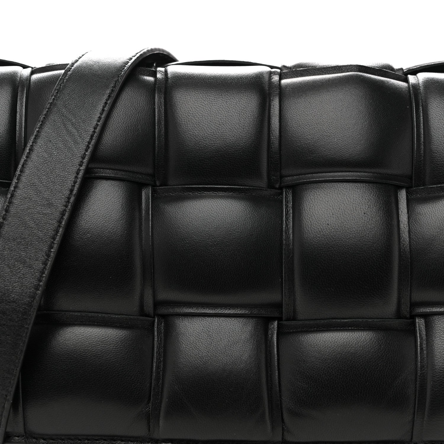 Paper Calfskin Maxi Intreccio Padded Cassette Crossbody Bag Black