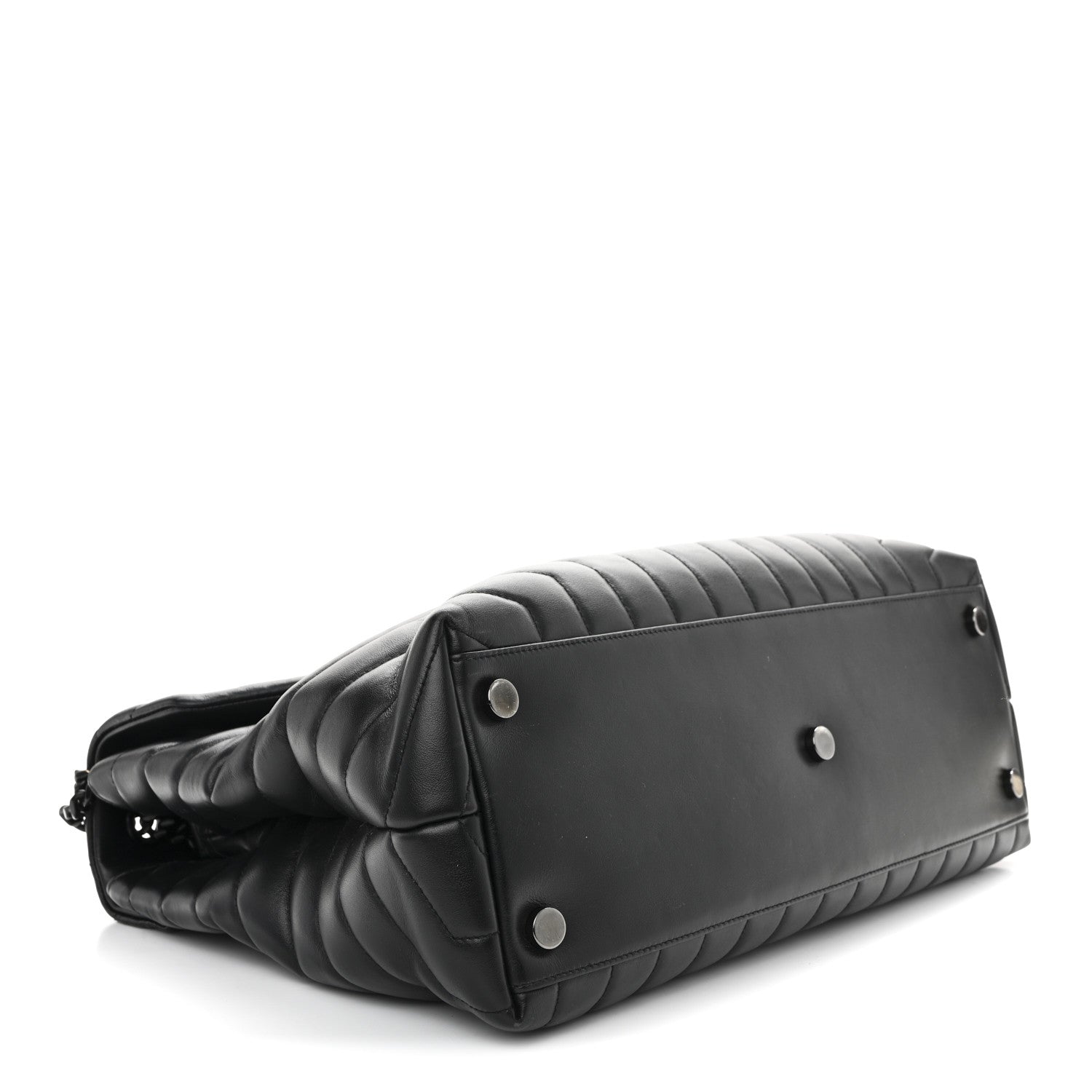 Calfskin Y Quilted Monogram Monochrome Large Loulou Chain Satchel Black