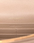Grain De Poudre Matelasse Chevron Monogram Envelope Chain Wallet Dark Beige