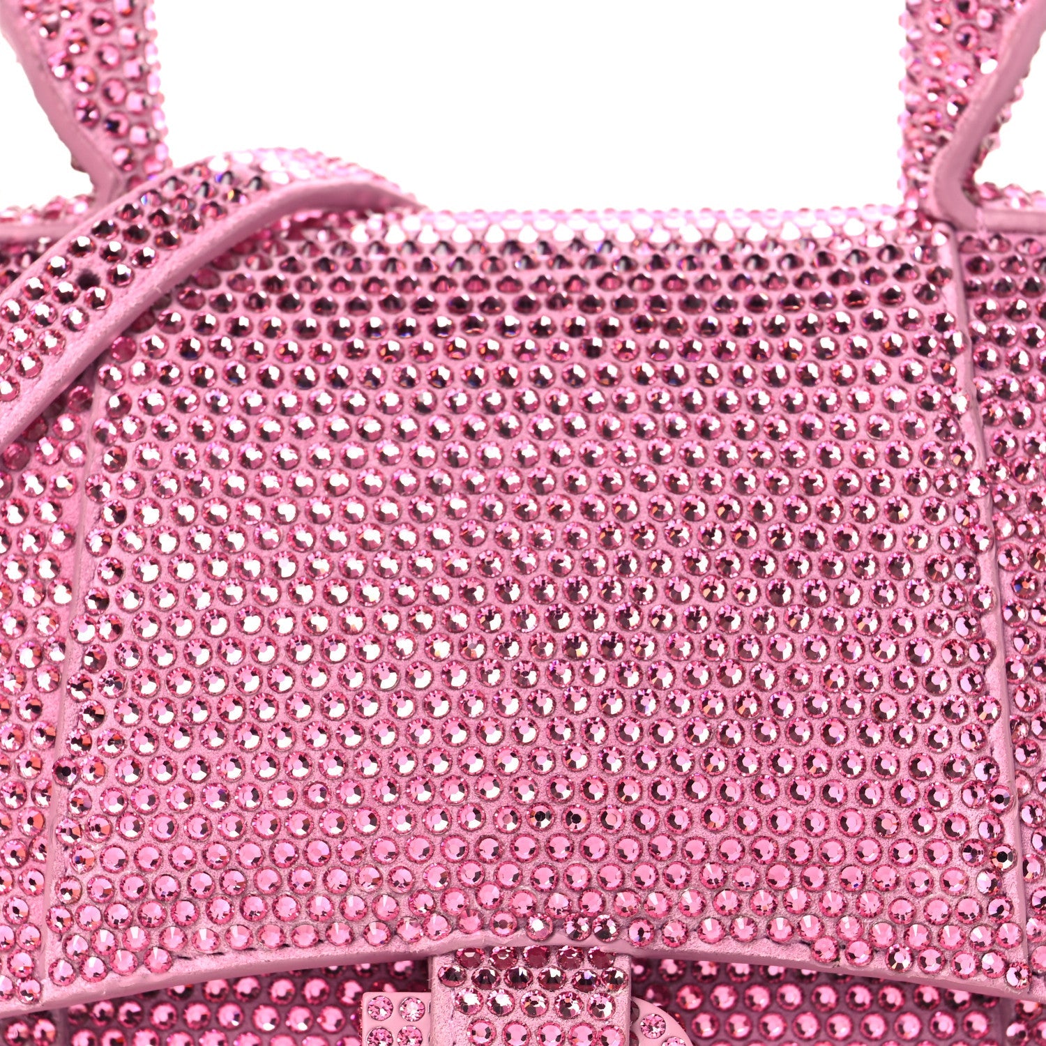 Strass Suede Hourglass Top Handle Bag XS Pink