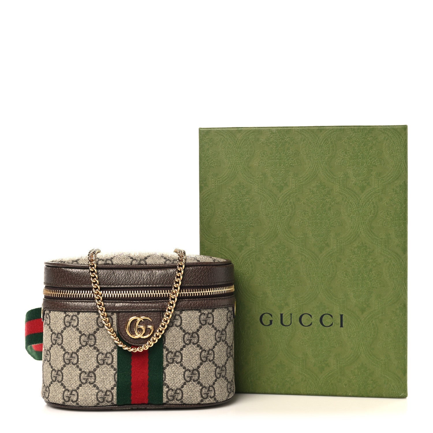 GG Supreme Monogram Textured Dollar Calfskin Web Ophidia Belt Bag 110 44 Beige Ebony New Acero