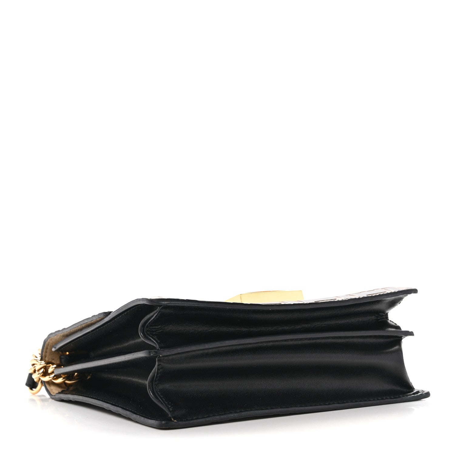 Vitello Liberty Bi-Color FF 1974 Embossed Small Kan U Shoulder Bag Maya Black