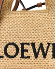 X PAULA'S IBIZA Raffia Font Tote Natural Tan