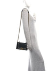 Calfskin Quilted Small Boy Top Handle Flap Black