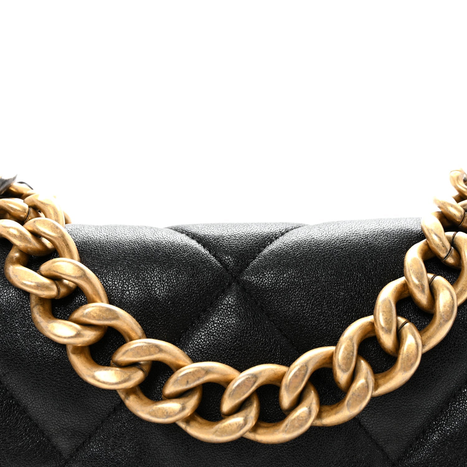 Goatskin Quilted Large CHNL 19 Flap Black