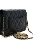 Caviar Quilted Wallet on Chain WOC Black