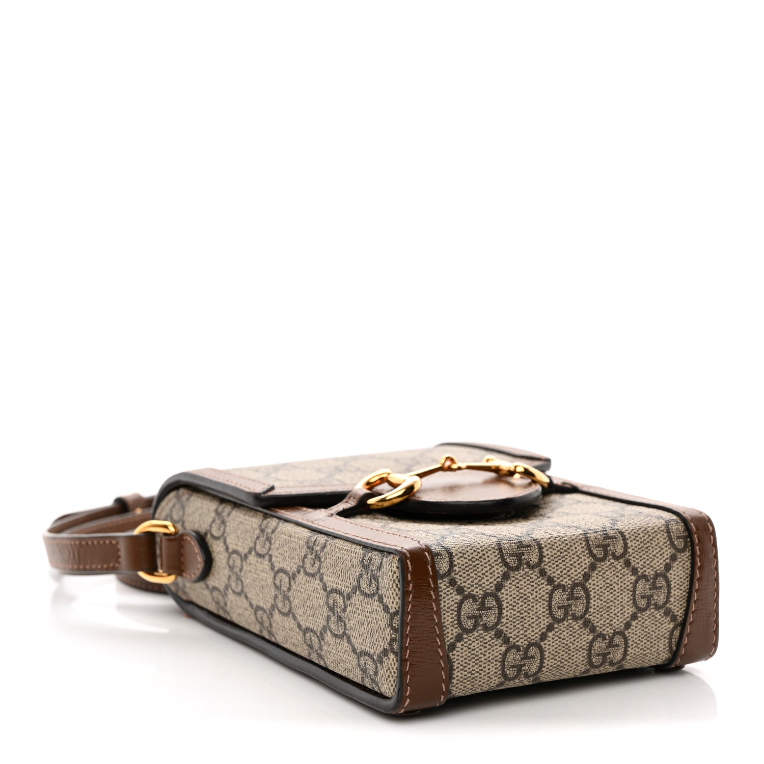 GG Supreme Monogram Mini Horsebit 1955 Crossbody Bag Beige Brown Sugar