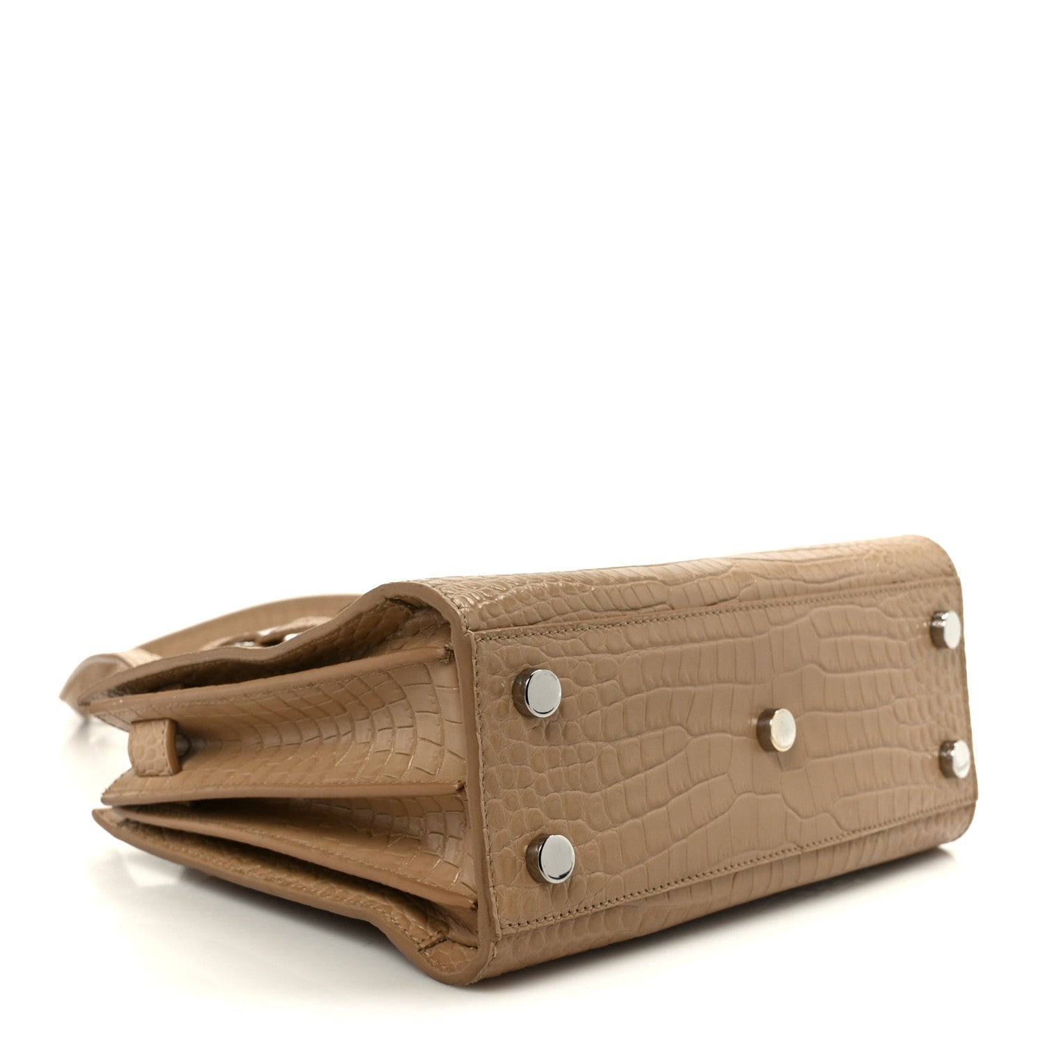 Calfskin Crocodile Embossed Nano Sac De Jour Brown