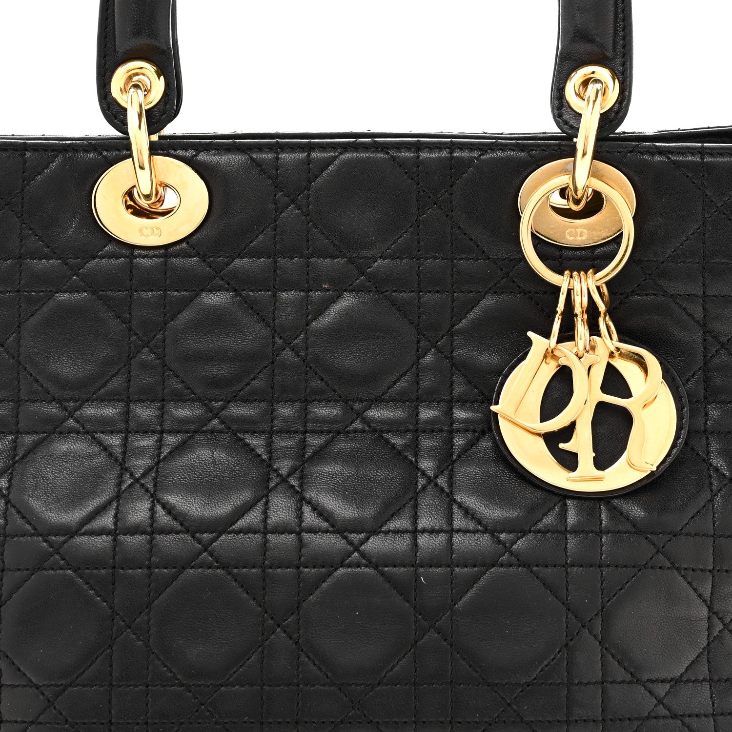 Lambskin Cannage Medium Lady D1OR Black