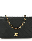 Lambskin Quilted Small Single Flap Bag Black