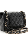 Lambskin Quilted Mini Rectangular Flap Black