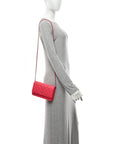 Caviar Quilted Wallet on Chain WOC Dark Pink