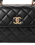 Lambskin Quilted Small Trendy CC Dual Handle Flap Bag Black