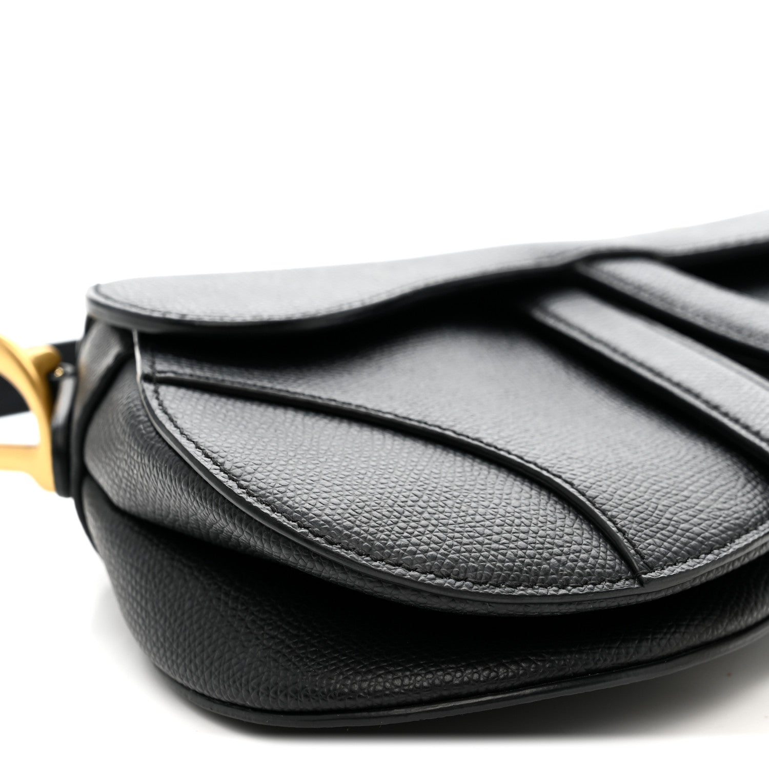 Grained Calfskin Mini Saddle Bag Black