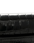 Shiny Calfskin Monochrome Crocodile Embossed Hourglass Chain Bag Black