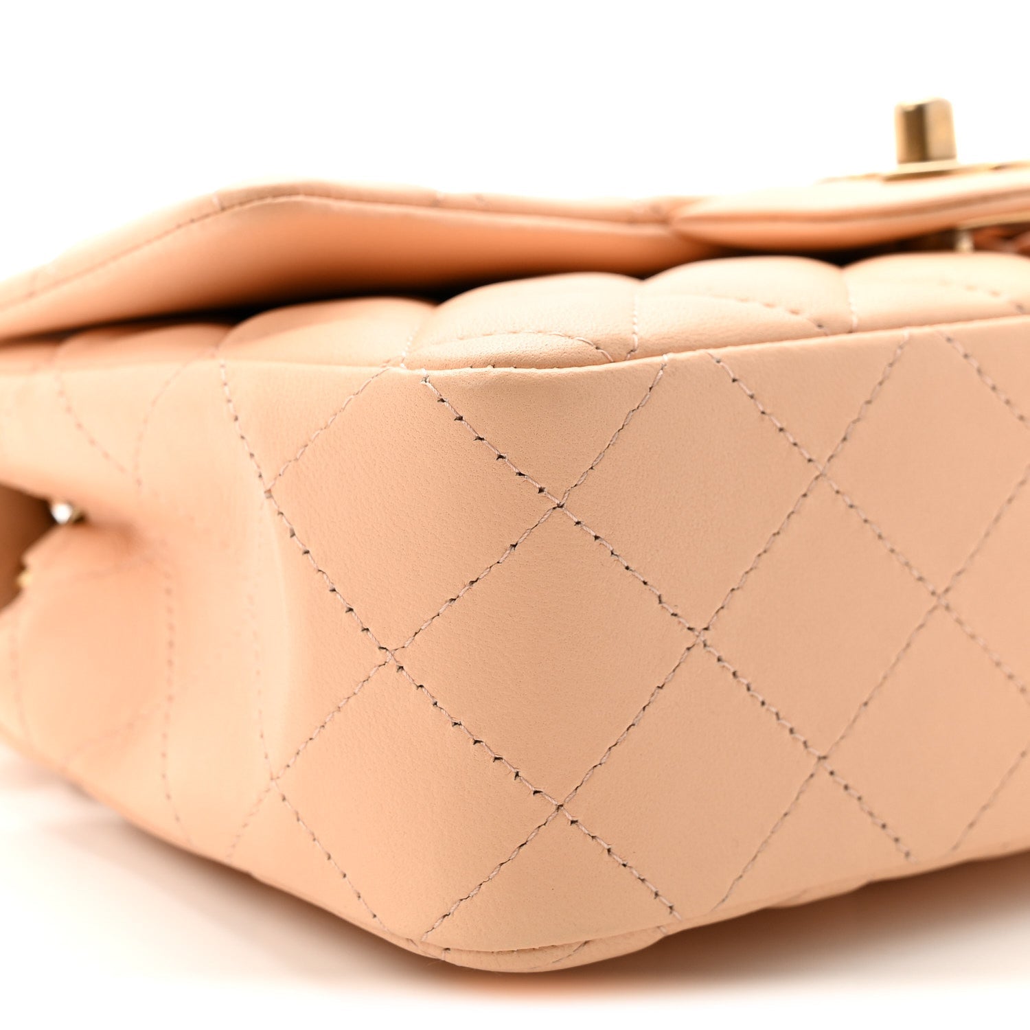 Lambskin Quilted Mini Rectangular Flap Beige