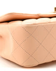 Lambskin Quilted Mini Rectangular Flap Beige