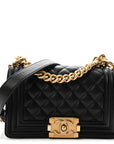 Caviar Quilted Small Boy Flap Black