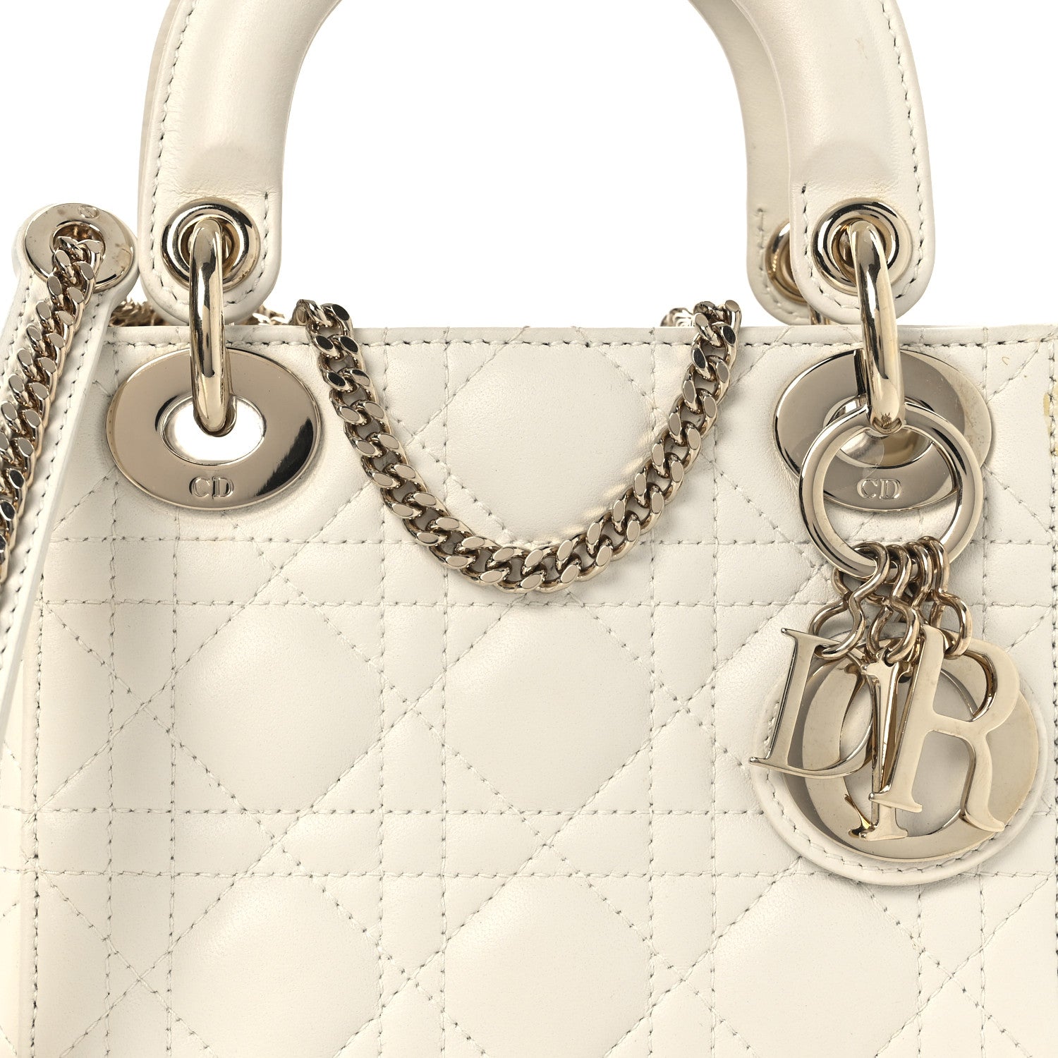 Lambskin Cannage Mini Lady D1OR White