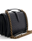 French Calfskin Intrecciato City Knot Bag Sapphire