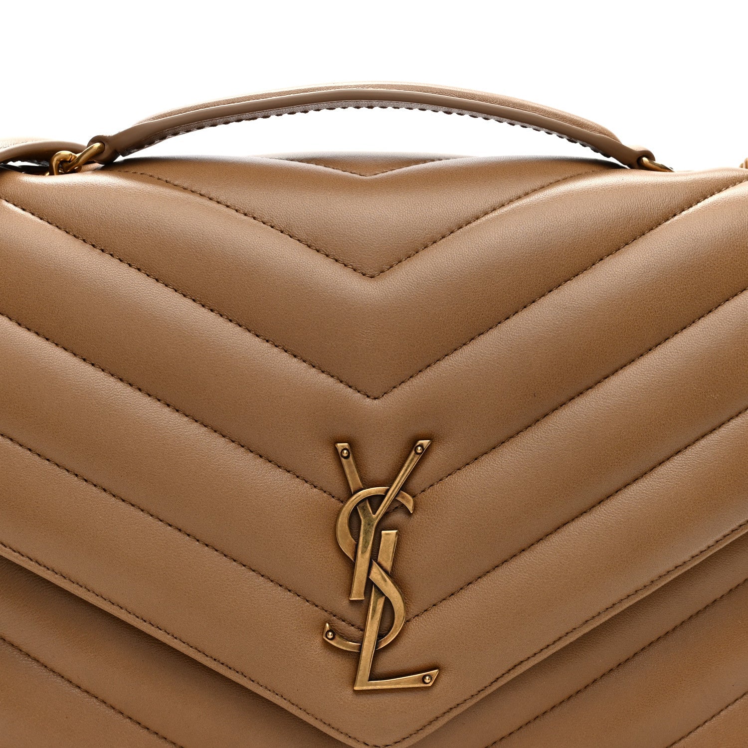 Lambskin Chevron Quilted Large LouLou Natural Tan