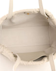 Calfskin Cuir Small Triomphe Cabas Drawstring White