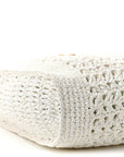 Raffia Crochet Woven Tote Bag White