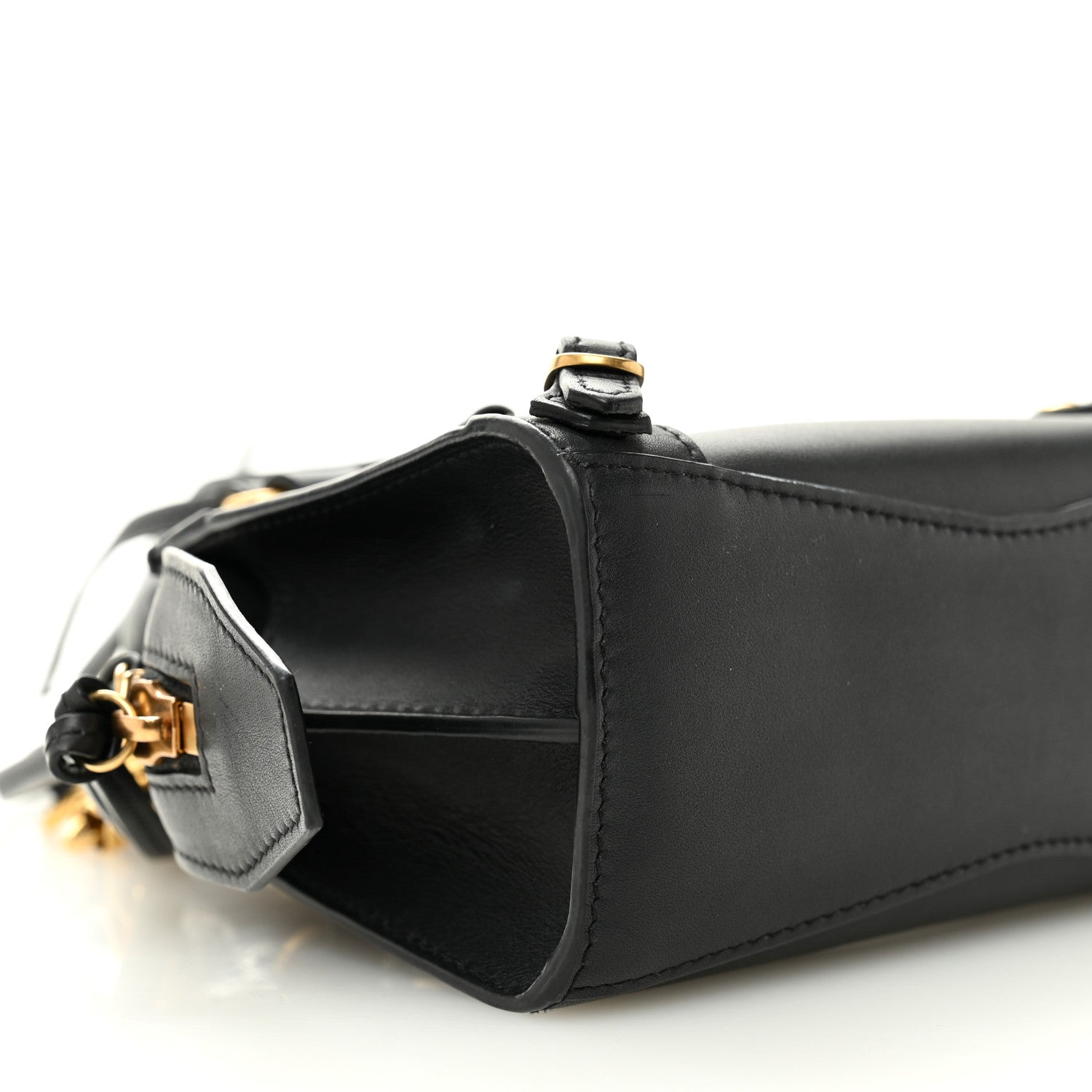 Smooth Calfskin Neo Classic Brass Hardware Nano City Crossbody Black