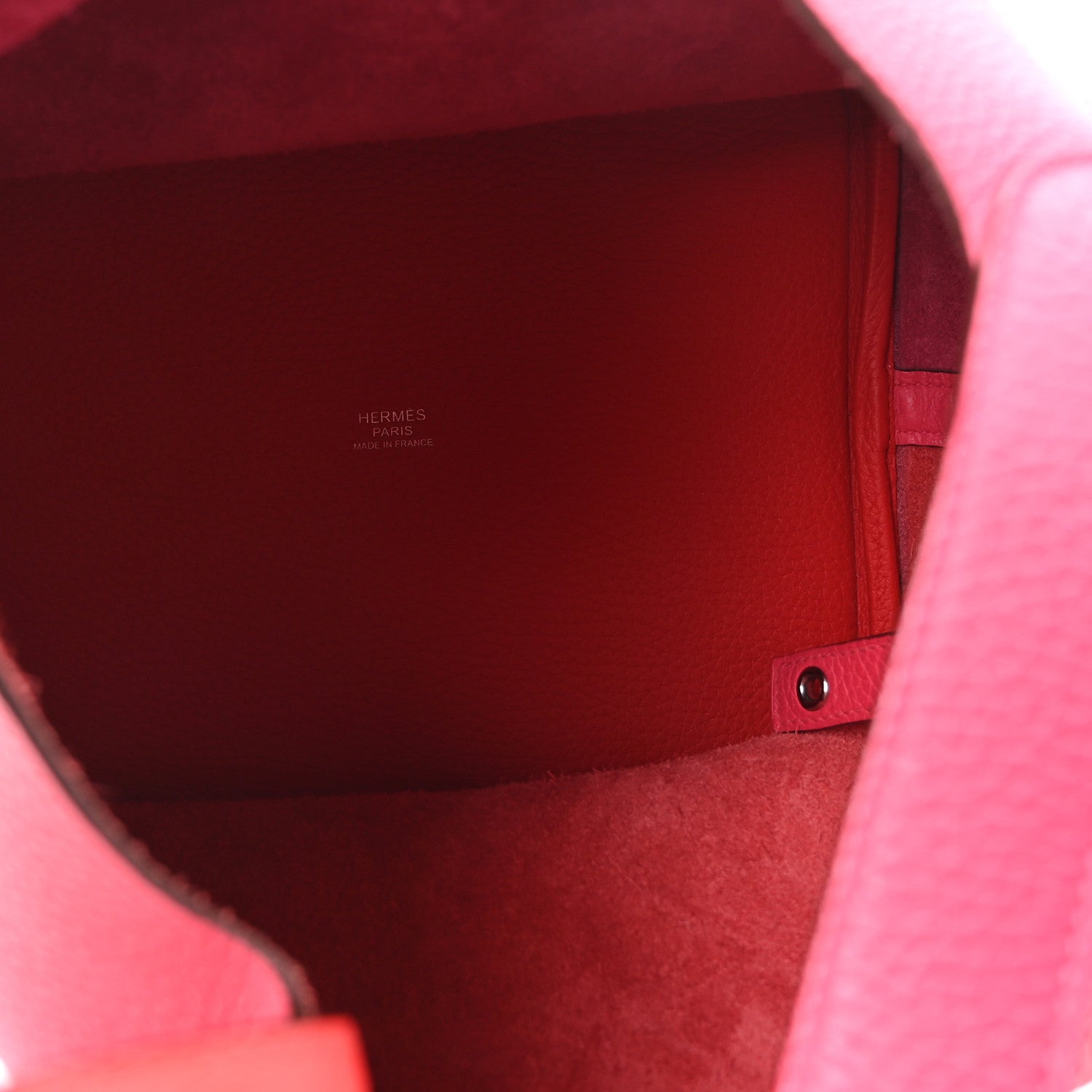 Taurillon Clemence Casaque Picotin Lock 22 MM Rose Extreme Rose Mexico Rouge De Coeur