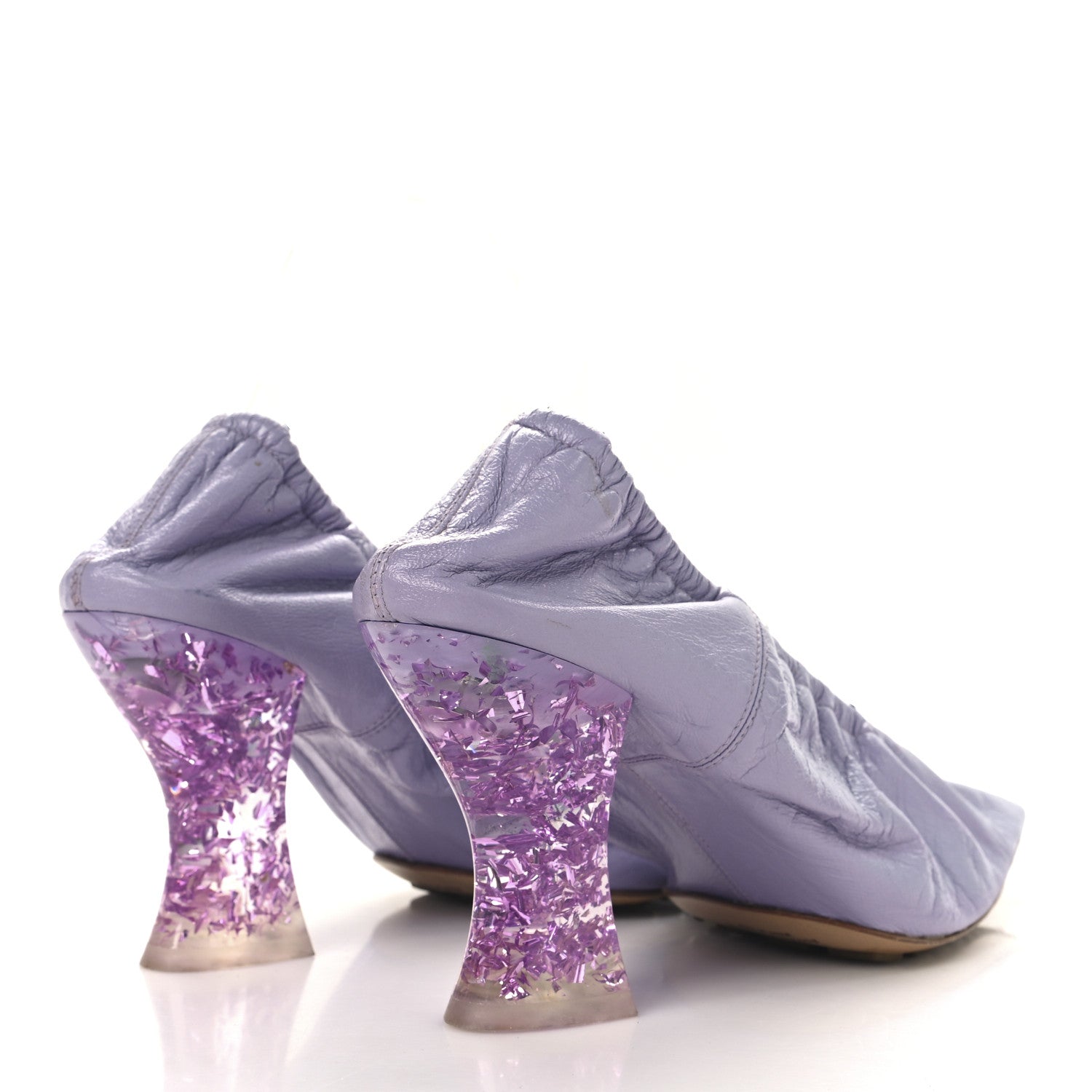 Crushed Nappa Glitter Plexiglass Almond Pumps 40 Lilac