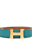 Swift Epsom 24mm Mini Constance H Belt 80 32 Bleu Paon Gold
