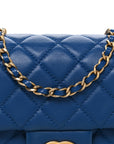 Lambskin Quilted Pearl Crush Mini Rectangular Flap Blue