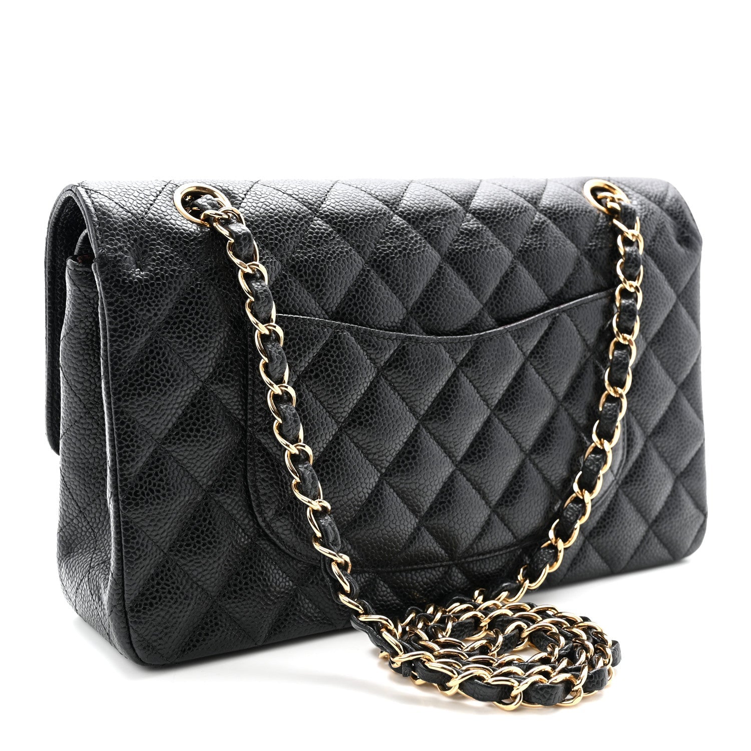 Caviar Quilted Medium Double Flap Black