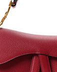 Grained Calfskin Mini Saddle Bag Red