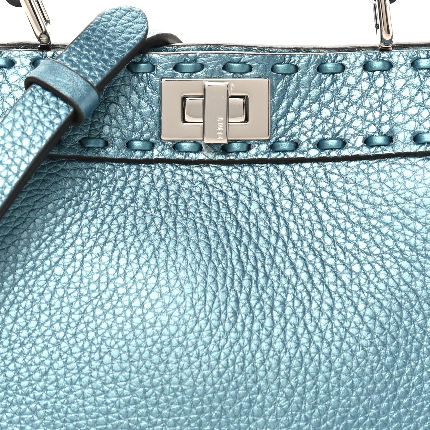 Metallic Cuoio Roma Sellerissima Nappa Sintetica Tape Stitch Petite Peekaboo I SEE U Iconic Satchel Placca Argento
