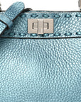 Metallic Cuoio Roma Sellerissima Nappa Sintetica Tape Stitch Petite Peekaboo I SEE U Iconic Satchel Placca Argento
