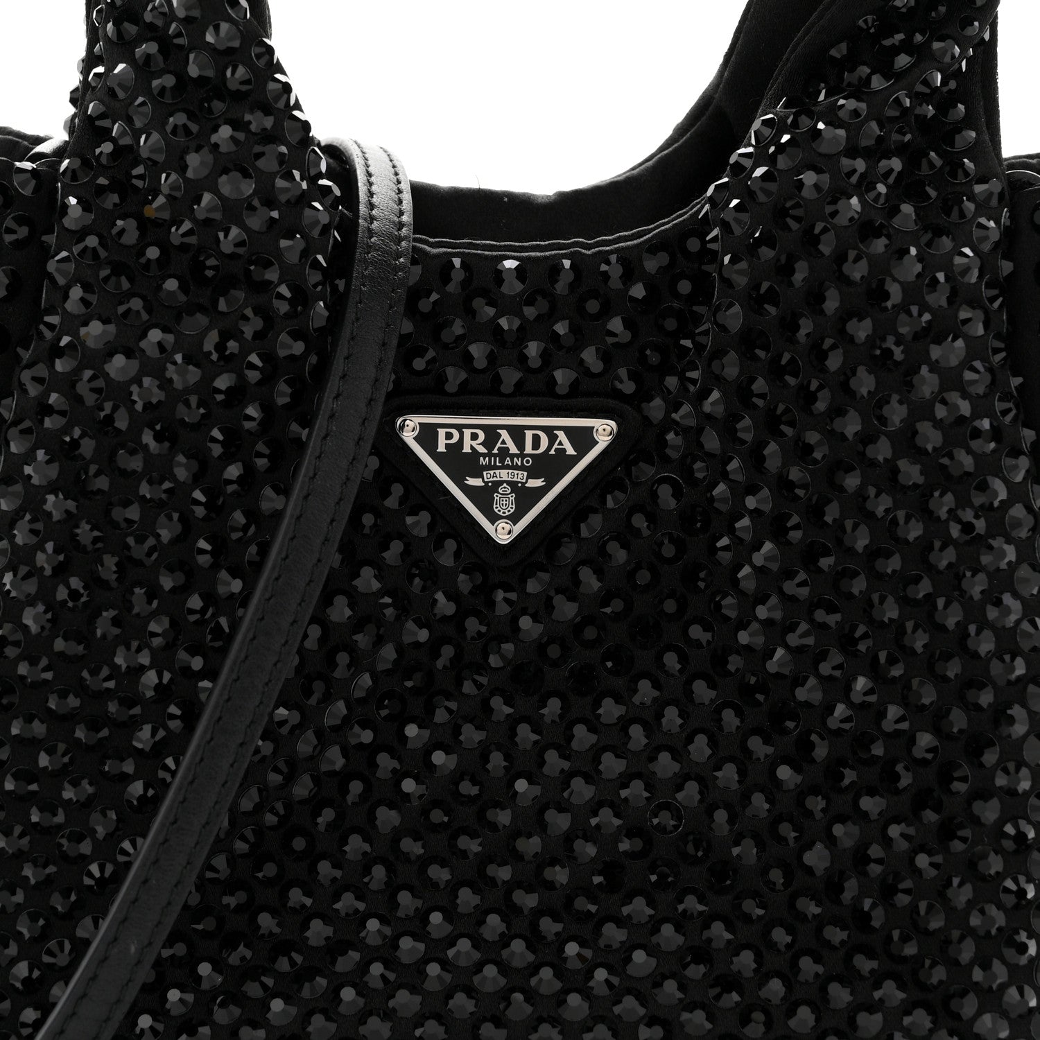 Satin Crystal Soft Padded Small Double Handled Shoulder Bag Black