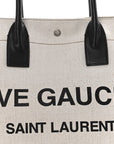 Linen Calfskin Rive Gauche Tote Greggio Natural