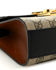 GG Supreme Monogram Calfskin Small Padlock Shoulder Bag Beige Black Cuir