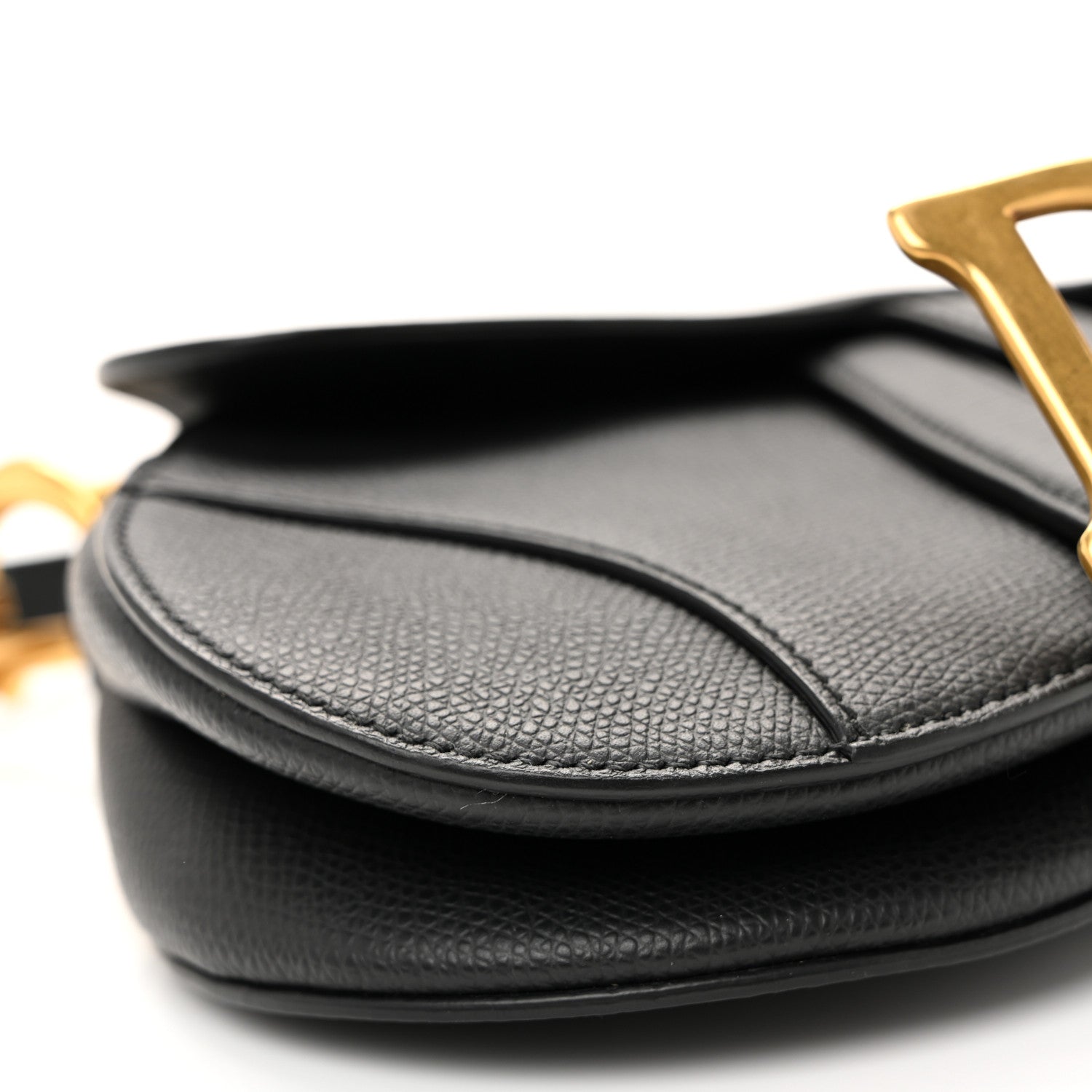 Grained Calfskin Mini Saddle Bag Black