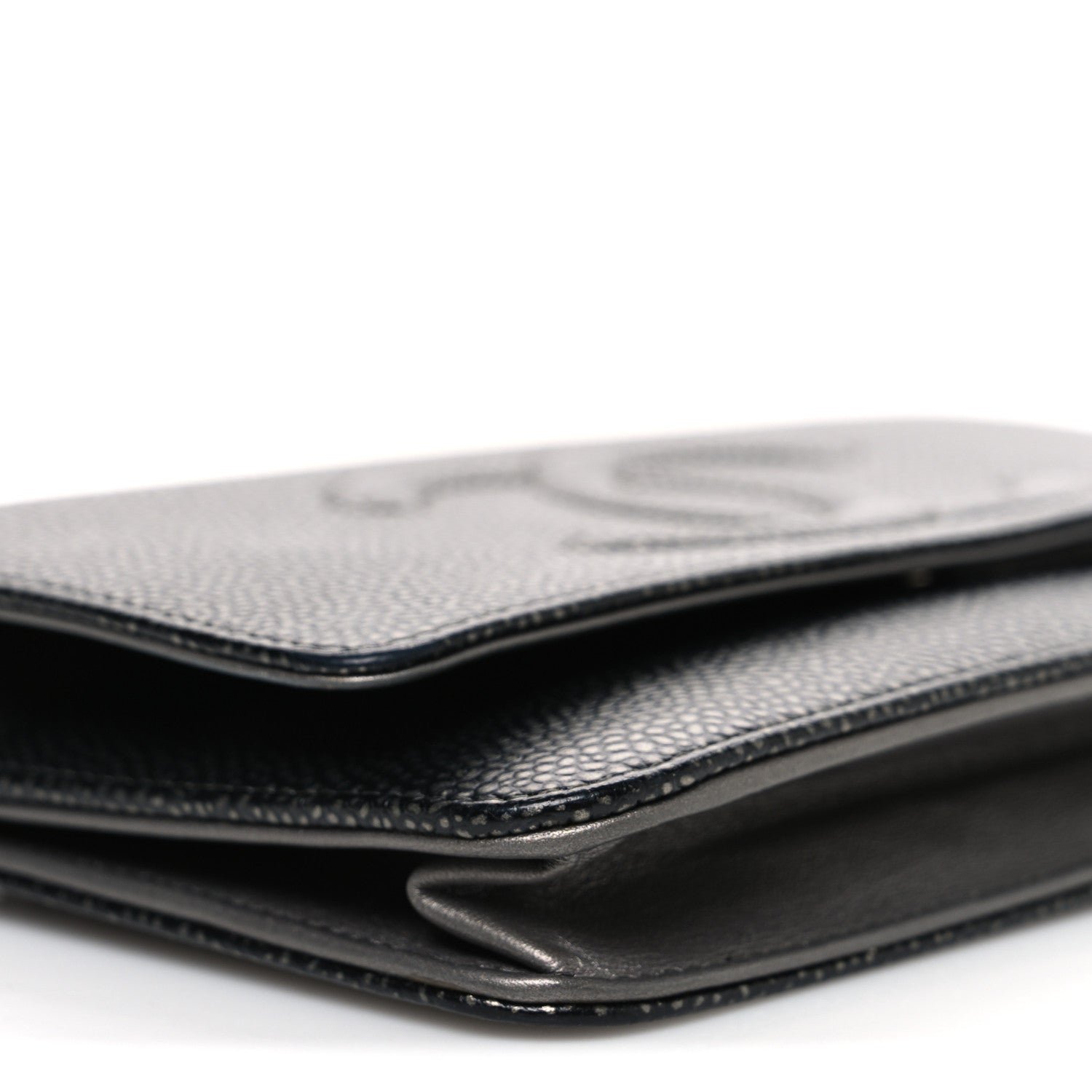 Metallic Caviar Timeless CC Wallet On Chain WOC Grey