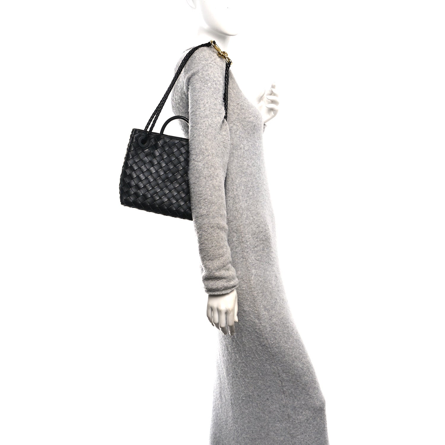 Nappa Intrecciato Small Andiamo Shoulder Bag Black