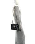 Calfskin Y Quilted Monogram Small Loulou Chain Satchel Black