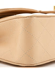 Caviar Quilted Medium Double Flap Beige