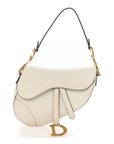 Grained Calfskin Saddle Bag White