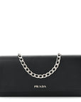 Saffiano Bi-Color Wallet On Chain Black Fuoco