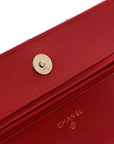 Caviar Quilted Wallet on Chain WOC Red