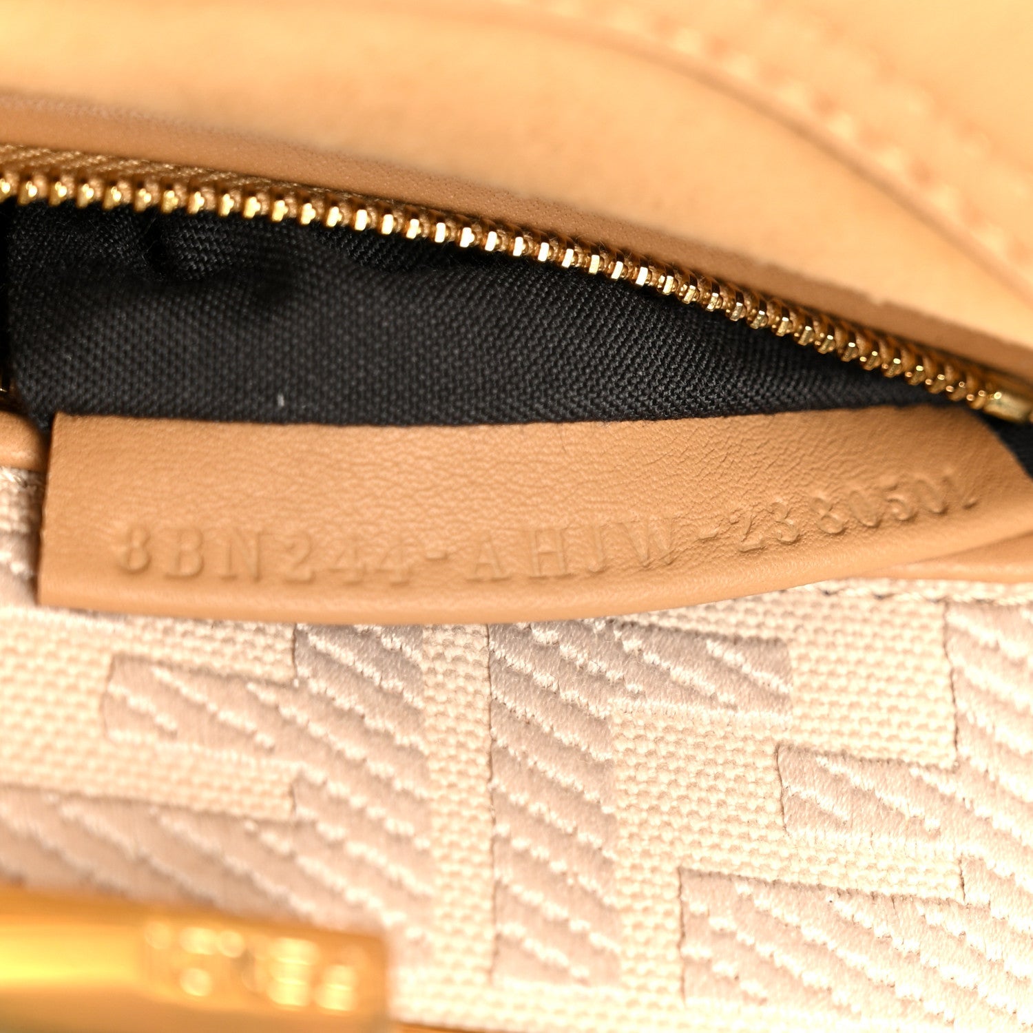 Vitello Seta Canvas FF Embroidered Mini Peekaboo Iconic Satchel Miele Scuro Poudre